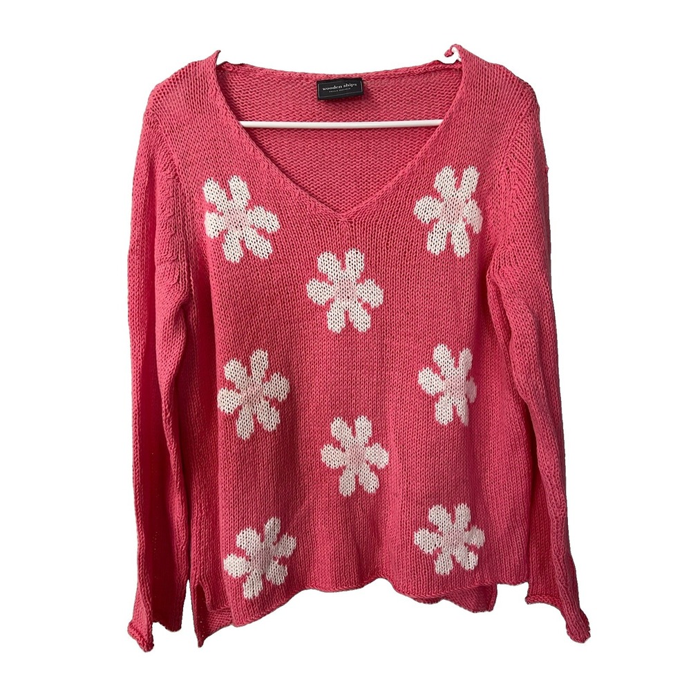Wooden Ships Sweater X/S Pink Flower Light Boho Oversized Relaxed Slouchy